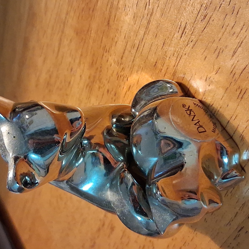 Dansk Vintage Silver Cat And Kitten Statue